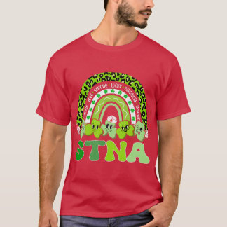 STNA St patricks day Rainbow Boho Retro Nurse funn T Shirt