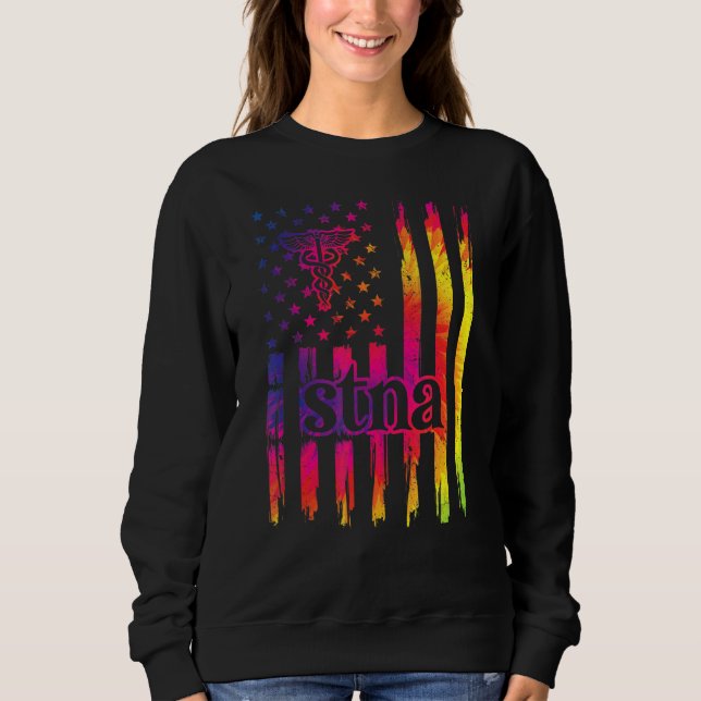 Stna US Flagga State Testad sjukhusassistent T Shirt (Framsida)