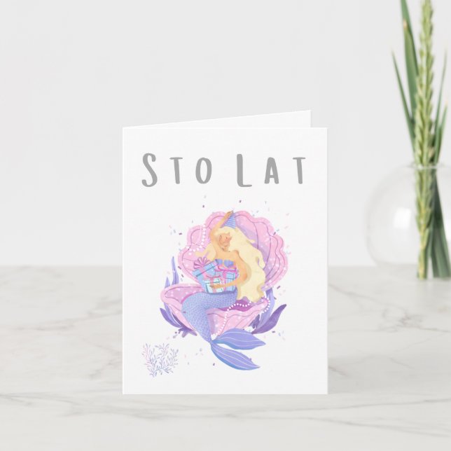 Sto lat polsk födelsedag eller namn dag kort (Framsida)