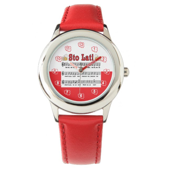 Sto Lat! Sång med öl Mugg Armbandsur (Framsida)