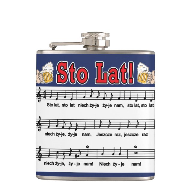 Sto Lat! Sång med öl Mugg Fickplunta (Framsidan)