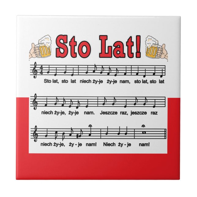 Sto Lat! Sång med öl Mugg Kakelplatta (Framsidan)