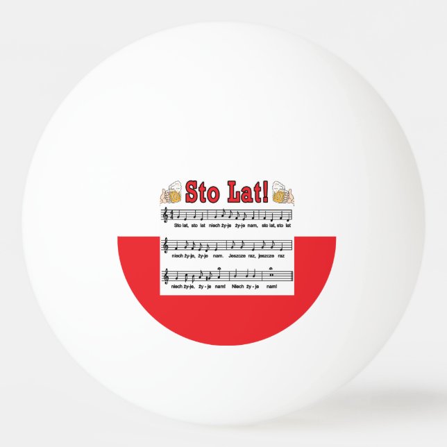 Sto Lat! Sång med öl Mugg Pingisboll (Framsidan)