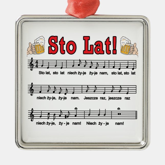 Sto Lat! Sång med ölmuggar Julgransprydnad Metall (Framsidan)