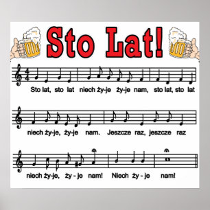 Sto Lat! Sång med ölmuggar Poster