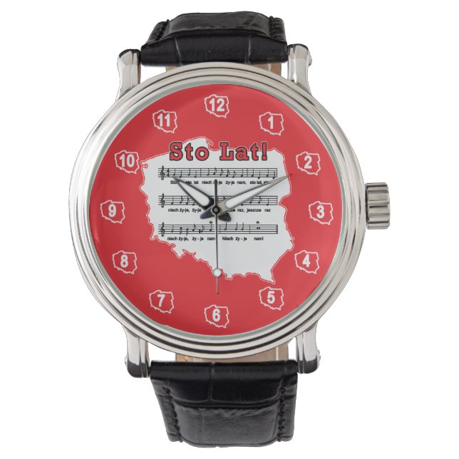 Sto Lat! Sång Polska Karta Armbandsur (Framsida)