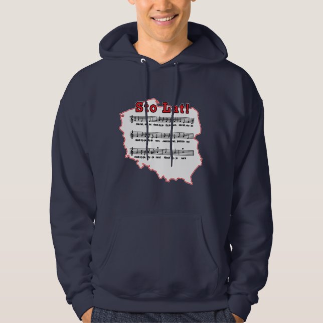 Sto Lat! Sång Polska Karta Hoodie (Framsida)