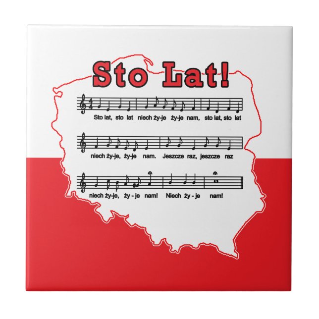 Sto Lat! Sång Polska Karta Kakelplatta (Framsidan)