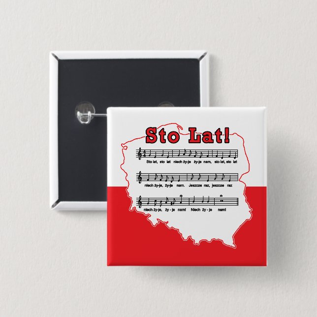 Sto Lat! Sång Polska Karta Knapp (Framsida & baksida)