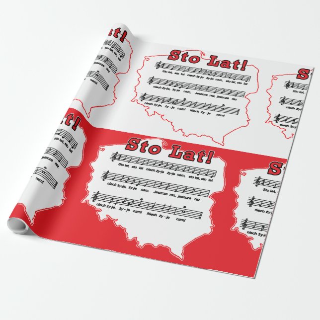 Sto Lat! Sång Polska Karta Presentpapper (Utrullad)