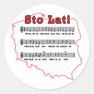 Sto Lat! Sång Polska Karta Runt Klistermärke