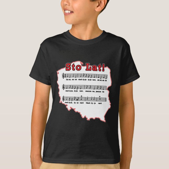 Sto Lat! Sång Polska Karta T Shirt (Framsida)