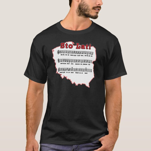 Sto Lat! Sång Polska Karta T Shirt (Framsida)