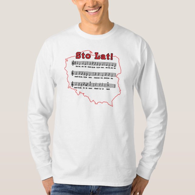 Sto Lat! Sång Polska Karta Tee Shirt (Framsida)