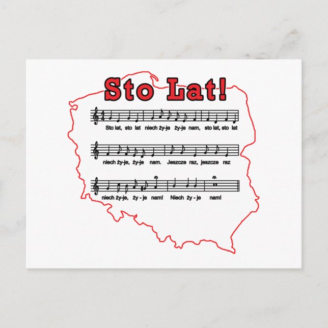 Sto Lat! Sång Polska Karta Vykort (Framsida)