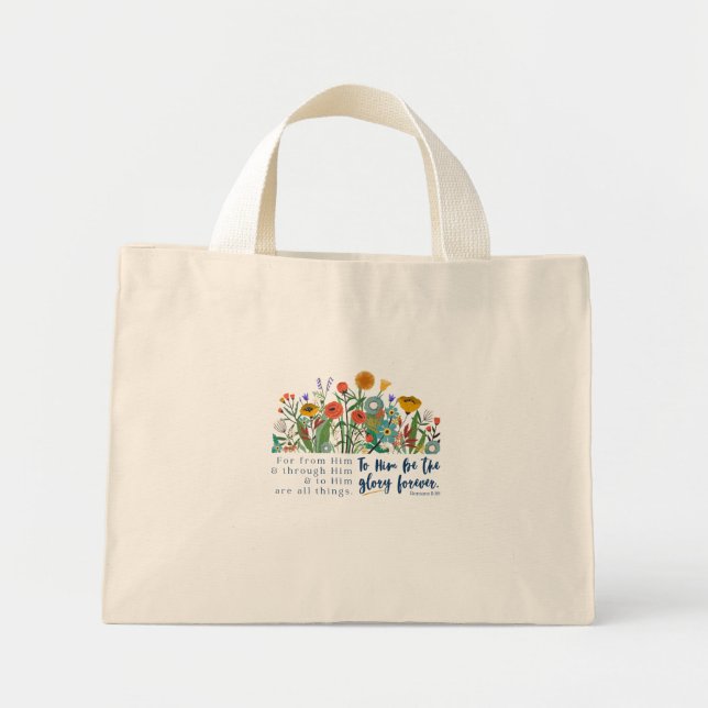 Stoa Blommigt Romans 11:36 Tote Mini Tygkasse (Framsidan)