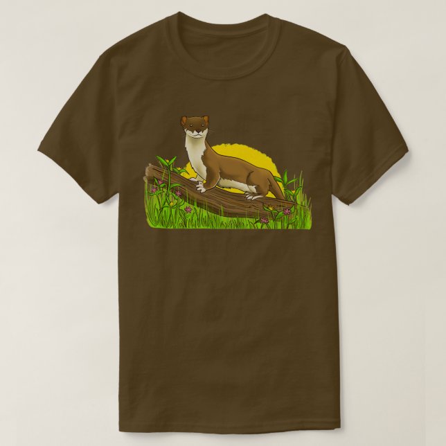 Stoat i Fält i Flowers  T Shirt (Design framsida)