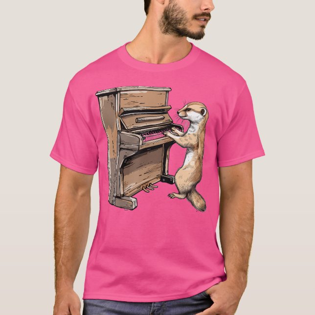 Stoat Playing The Piano T Shirt (Framsida)