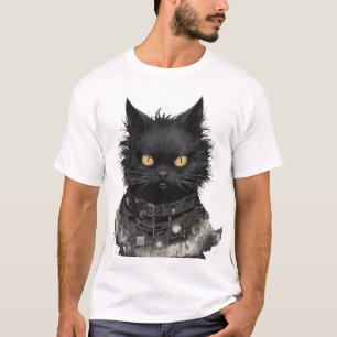 Stock Black Cat med Golden Ögon T Shirt