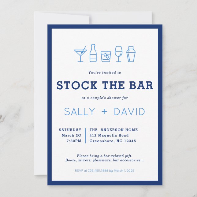 Stock The Bar Couple's Shower Invitation (Framsida)