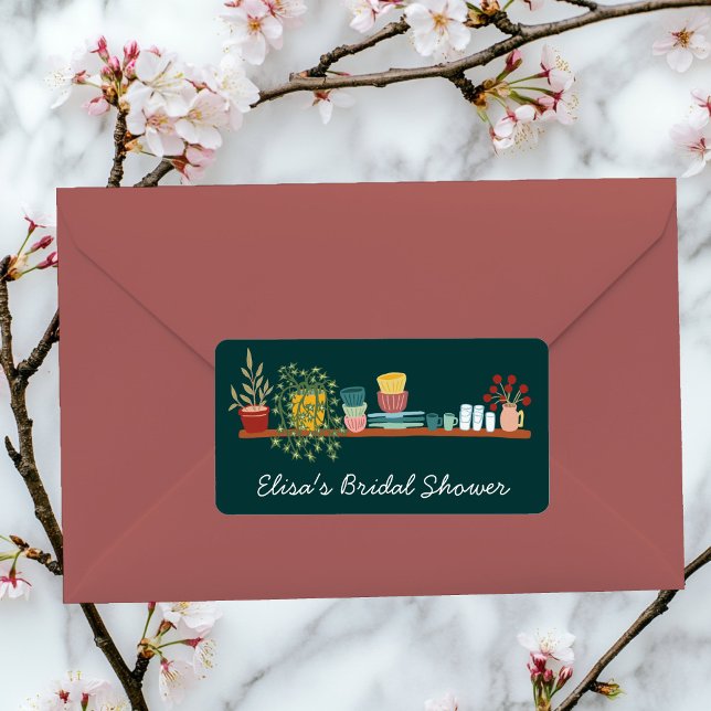 STOCK THE KITCHEN Bridal Shower CUSTOM Cute Adressetikett (STOCK THE KITCHEN Bridal Shower CUSTOM Cute Label Sticker
)