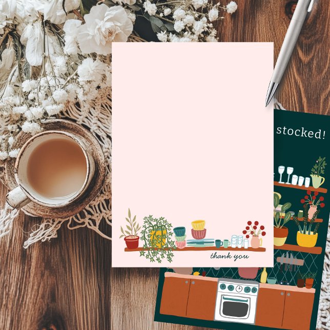 STOCK THE KITCHEN Bridal Shower CUSTOM Cute Tack Kort (STOCK THE KITCHEN Bridal Shower CUSTOM Cute Thank You Card
)