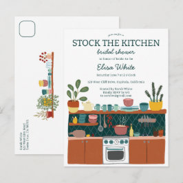 STOCK THE KITCHEN Bridal Shower Cute CUSTOM Inbjudan Vykort