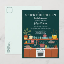 STOCK THE KITCHEN Bridal Shower Cute CUSTOM Inbjudan Vykort