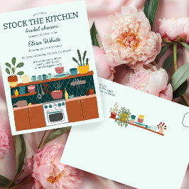 STOCK THE KITCHEN Bridal Shower Cute CUSTOM Inbjudan Vykort