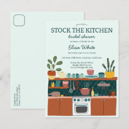 STOCK THE KITCHEN Bridal Shower Cute CUSTOM Inbjudan Vykort