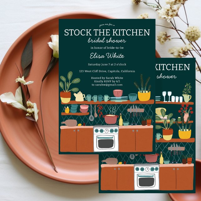 STOCK THE KITCHEN Bridal Shower Cute CUSTOM Inbjudningar (STOCK THE KITCHEN Bridal Shower Cute CUSTOM Invitation
)