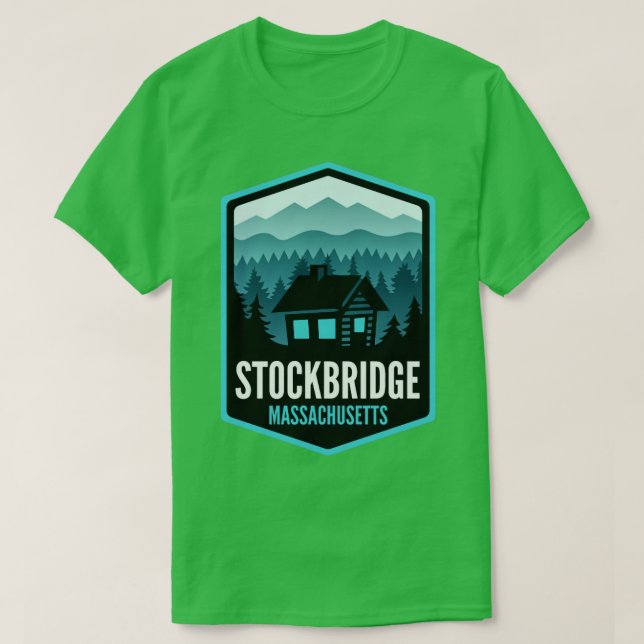 Stockbridge Massachusetts Mountain Town Cabin T Shirt (Design framsida)
