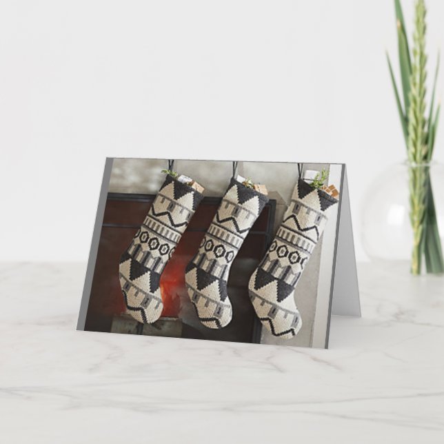 "STOCKERINGEN ÄR HUNG OCH CHRISTMAS ÄR NÄRA." KORT (Framsida)