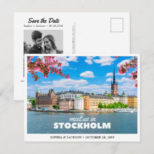 Stockholm Bröllop Spara Datum Resa Retro Vykort