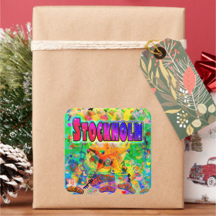 Stockholm Epoch Hour Sticker Fyrkantigt Klistermärke