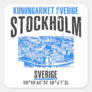 Stockholm Fyrkantigt Klistermärke