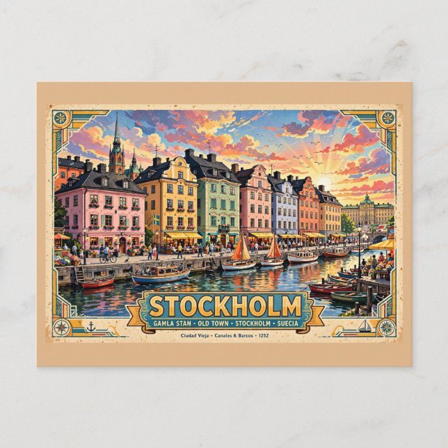 Stockholm Gamla Stan Resemaljer Vykort (Framsida)