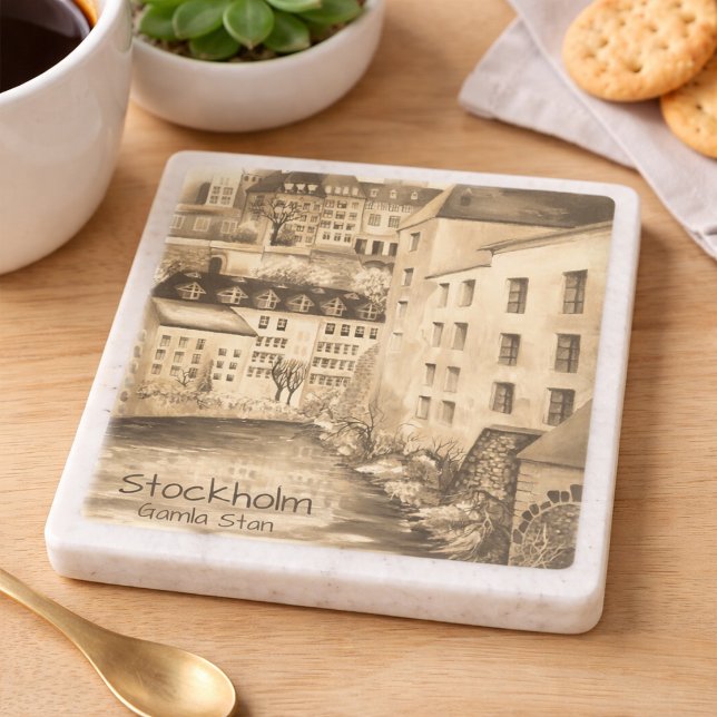 Stockholm Gamla Stan Vintage Stadskonst Stenunderlägg (Skapare uppladdad)
