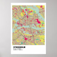 Stockholm Karta Poster - Sverige färglöst Karta