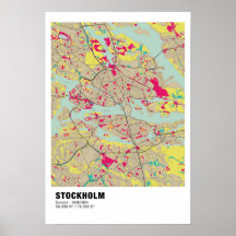 Stockholm Karta Poster - Sverige färglöst Karta