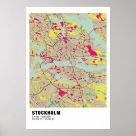 Stockholm Karta Poster - Sverige färglöst Karta