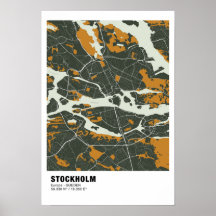 Stockholm Karta Poster - Sverige Grönt Karta