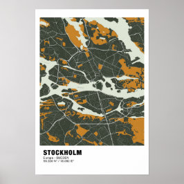 Stockholm Karta Poster - Sverige Grönt Karta