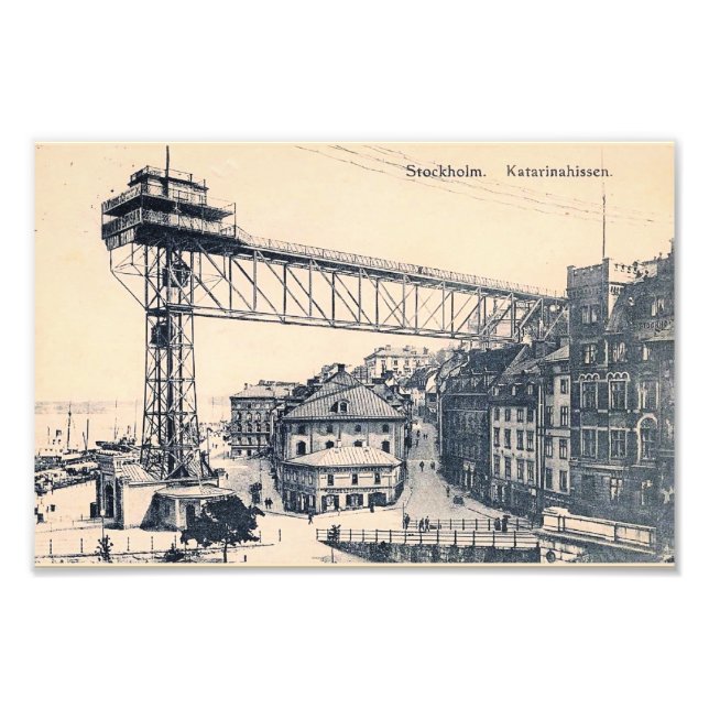 Stockholm, Katarinahissen elevator hiss, 1919. Fototryck (Framsidan)