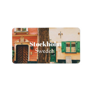 Stockholm Old Town, Gamla Stan, Sweden Souvenir Adressetikett