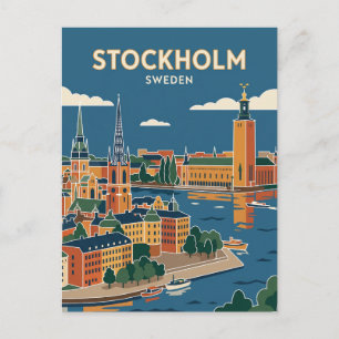 Stockholm Stadssiluett Sverige Vykort