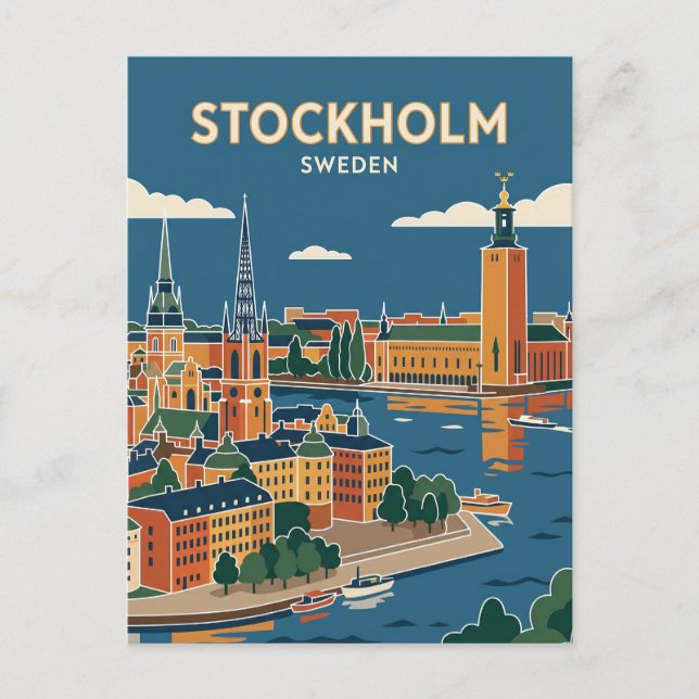 Stockholm Stadssiluett Sverige Vykort (Framsida)