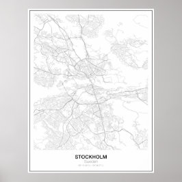 Stockholm, Sverige, det minimalistiska Karta poste Poster