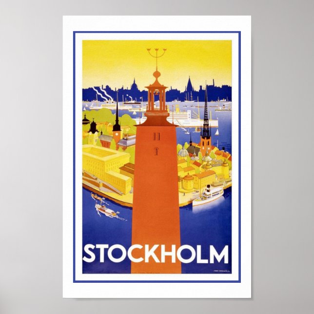 Stockholm Sverige Europa Vintage resor Poster (Framsidan)