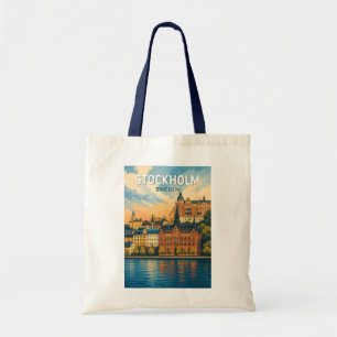 Stockholm Sverige Illustration Resa Konst Vintage Tygkasse